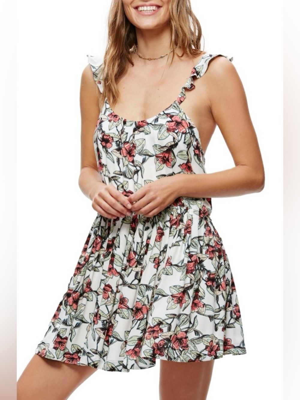 Free People Neutral Dear You Backless Mini Dress w/Pockets